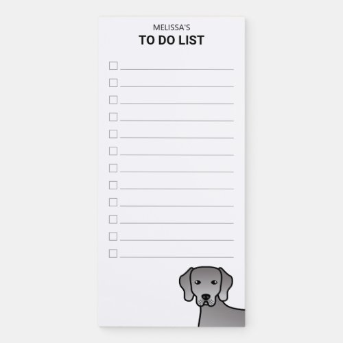 Weimaraner Cute Cartoon Dog To Do List  Name Magnetic Notepad