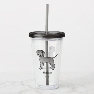 Weimaraner Cute Cartoon Dog With Custom Name Acrylic Tumbler