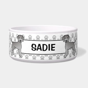 Weimaraner Cute Cartoon Dog With Pet's Name Bowl