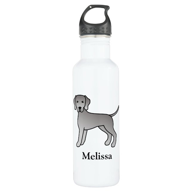 Weimaraner Cute Cartoon Illustration Dogs Stainless Steel Water Bottle (Front)