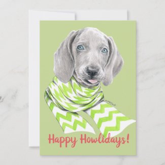 Weimaraner cute puppy with scarf Dog portrait art