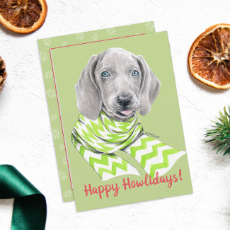 Weimaraner cute puppy with scarf Dog portrait art