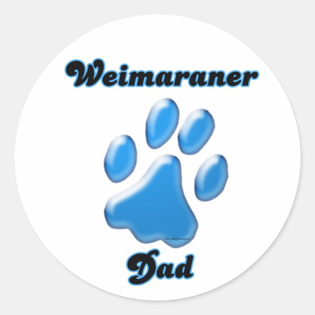 Weimaraner Dad blue Pawprint Sticker (Front)