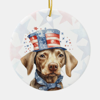 Weimaraner Dog, 4th of july Personalized Ceramic Ornament