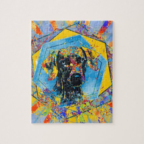 Weimaraner dog Abstract Mixed Media Jigsaw Puzzle