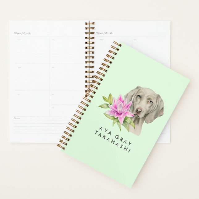 Weimaraner Dog and Lily | Add Your Name Planner (Display)