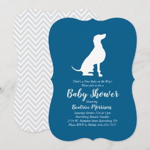 Weimaraner Dog Baby Shower Boy Blue Invitation