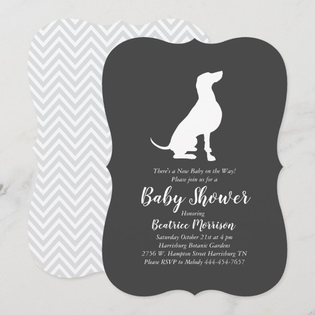 Weimaraner Dog Baby Shower Gender Neutral Invitation (Front/Back)