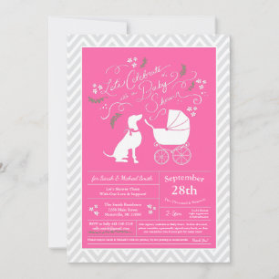 Weimaraner Dog Baby Shower Girl Pink Invitation