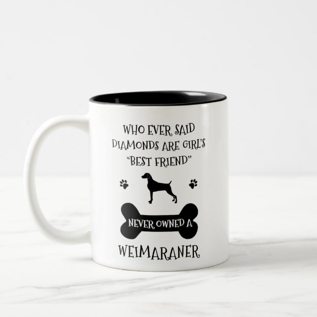 Weimaraner dog best friend Two-Tone coffee mug (Left)