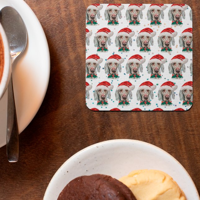 Weimaraner Dog Breed Christmas Stars Square Paper Coaster (Creator Uploaded)