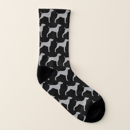 Weimaraner Dog Breed Silhouettes Pattern Socks