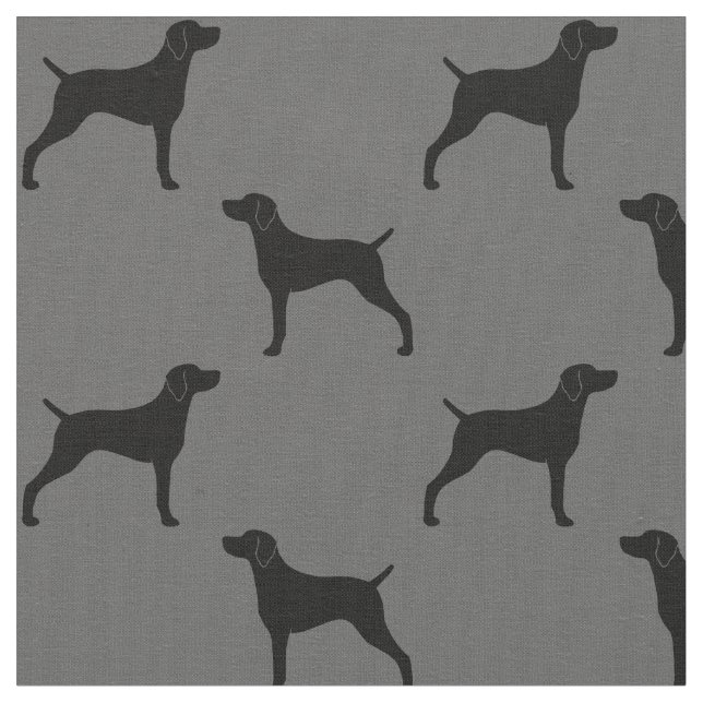 Weimaraner Dog Breed Silhouettes Patterned Fabric (Close Up)