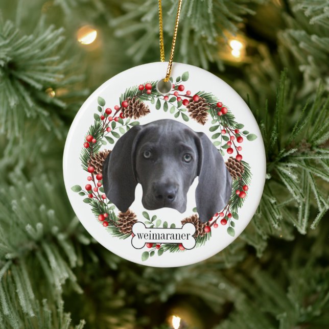 weimaraner dog ceramic ornament (Tree)