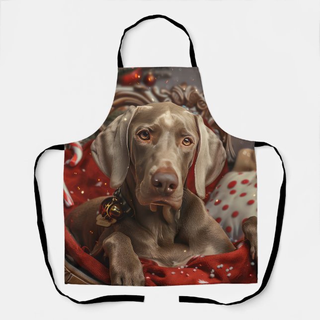 Weimaraner Dog Christmas Festive Apron (Front)