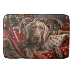 Weimaraner Dog Christmas Festive Bath Mat