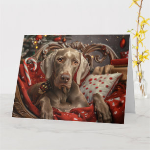 Weimaraner Dog Christmas Festive Card