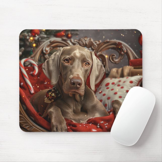 Weimaraner Dog Christmas Festive Mouse Pad (With Mouse)