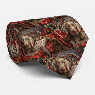 Weimaraner Dog Christmas Festive Neck Tie