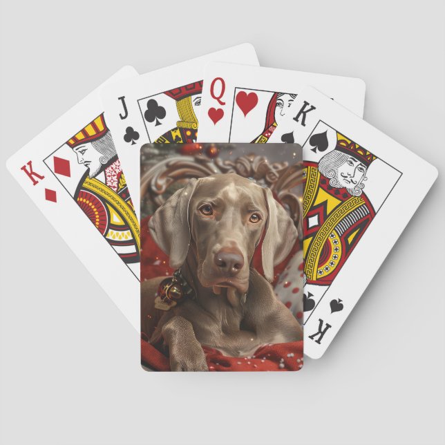 Weimaraner Dog Christmas Festive Poker Cards (Back)