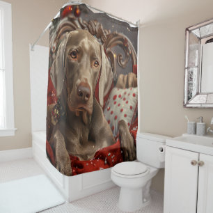 Weimaraner Dog Christmas Festive Shower Curtain