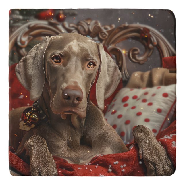 Weimaraner Dog Christmas Festive Trivet (Front)