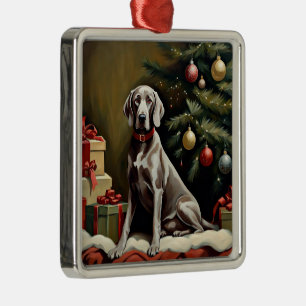 Weimaraner dog Christmas Metal Ornament
