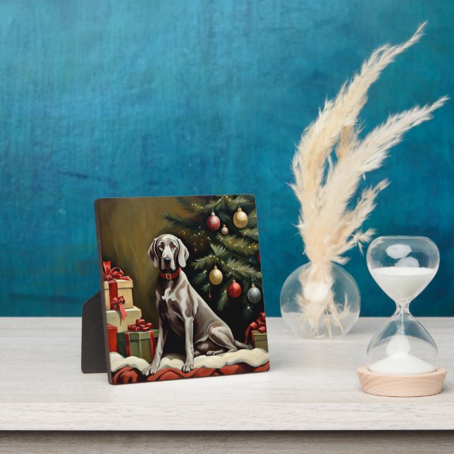 Weimaraner dog Christmas Plaque (Insitu)