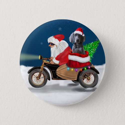 Weimaraner Dog Christmas Santa Claus   Button