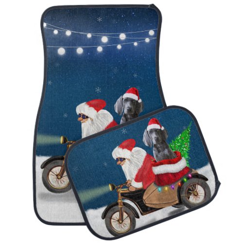 Weimaraner Dog Christmas Santa Claus  Car Floor Mat