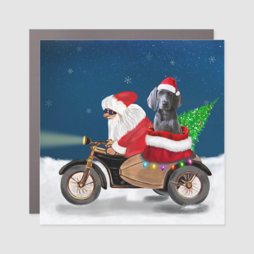 Weimaraner Dog Christmas Santa Claus  Car Magnet