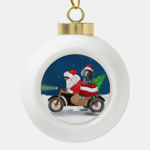 Weimaraner Dog Christmas Santa Claus  Ceramic Ball Christmas Ornament