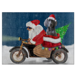 Weimaraner Dog Christmas Santa Claus Cutting Board