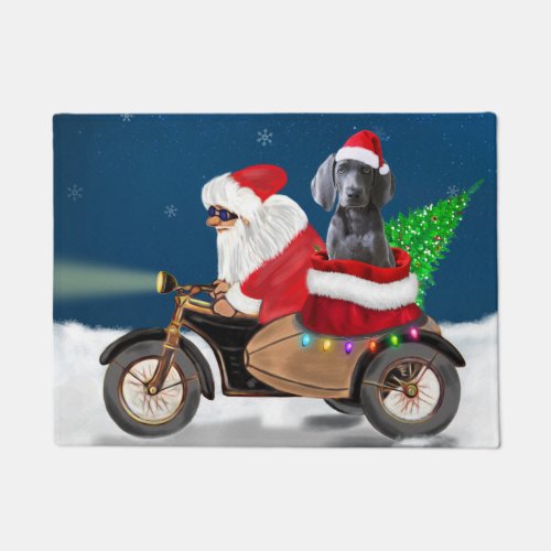 Weimaraner Dog Christmas Santa Claus   Doormat