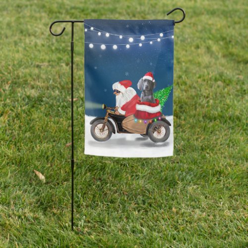 Weimaraner Dog Christmas Santa Claus  Garden Flag