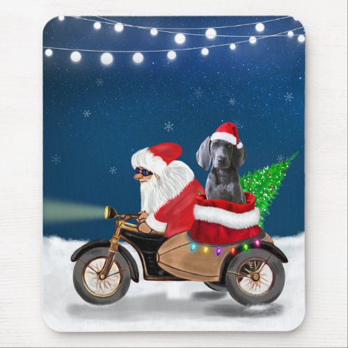 Weimaraner Dog Christmas Santa Claus   Mouse Pad