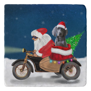 Weimaraner Dog Christmas Santa Claus Trivet