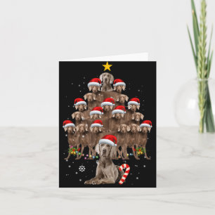 Weimaraner Dog Christmas Tree Lights Santa Hat Xma Card
