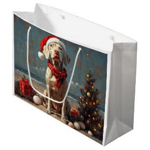 Weimaraner Dog Christmas Vintage Beach Large Gift Bag