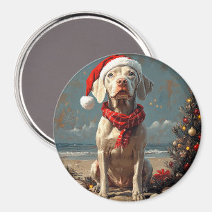 Weimaraner Dog Christmas Vintage Beach Magnet