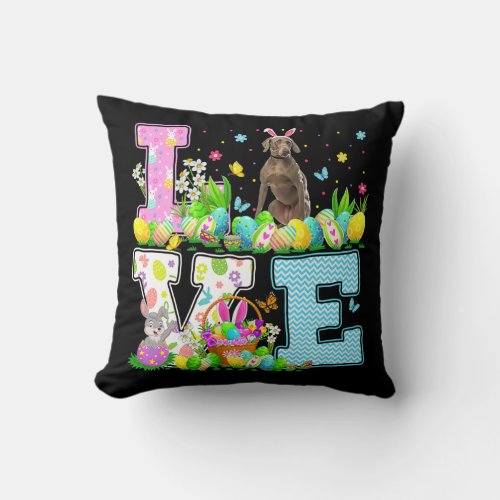 Weimaraner Dog Easter Egg Hunt Funny Love Throw Pillow