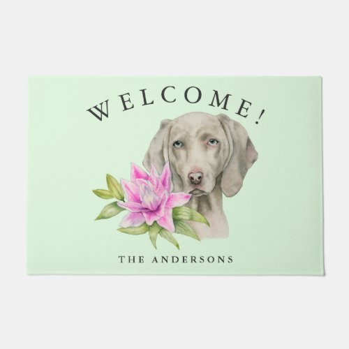 Weimaraner Dog Floral Welcome Family Doormat