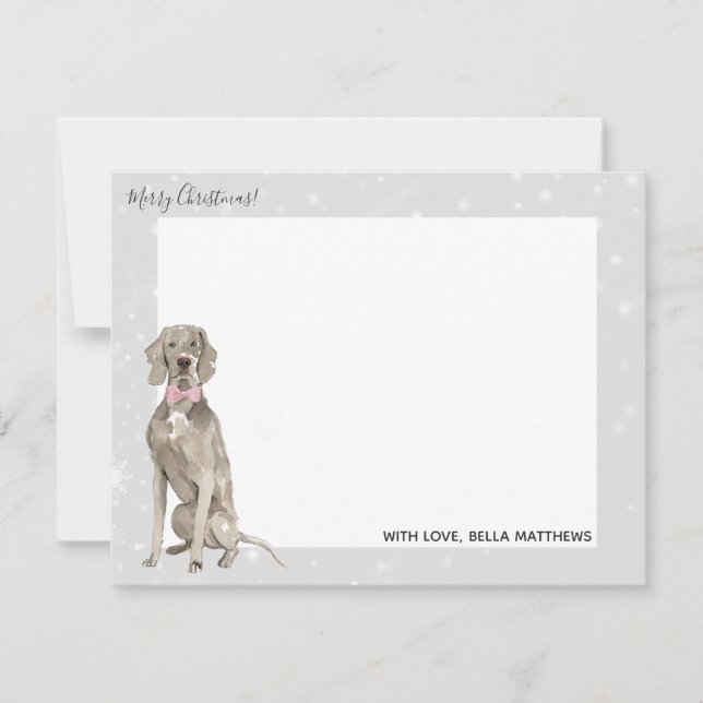 Weimaraner Dog Home for the Holidays Christmas Note Card (Front)