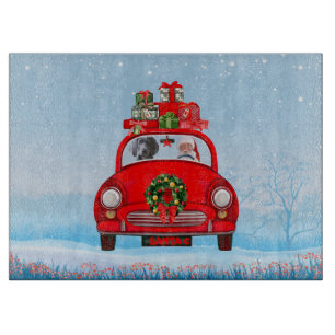 Weimaraner Dog In Car With Santa Claus Cutting Board