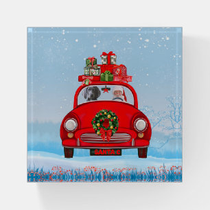 Weimaraner Dog In Car With Santa Claus Paperweight