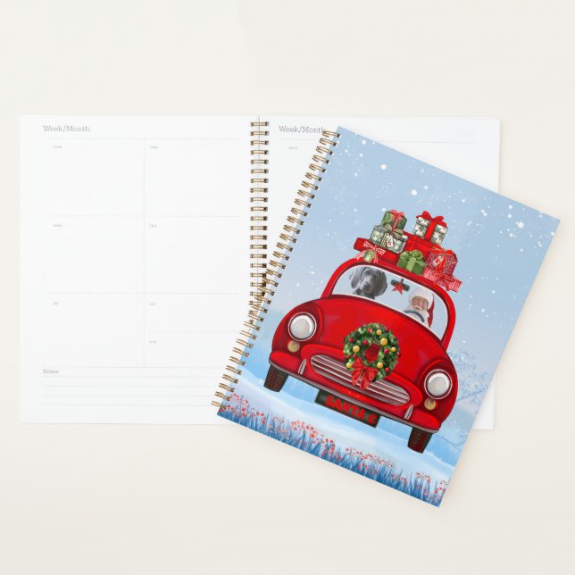 Weimaraner Dog In Car With Santa Claus Planner (Display)