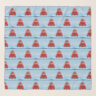 Weimaraner Dog In Car With Santa Claus Scarf