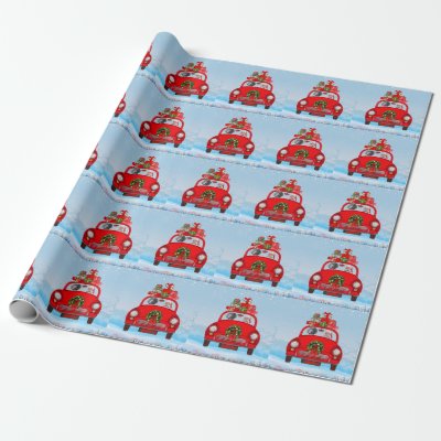 Weimaraner Dog In Car With Santa Claus Wrapping Paper