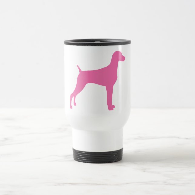 Weimaraner Dog (in pink) Travel Mug (Center)