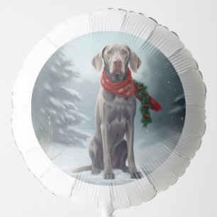 Weimaraner Dog in Snow Christmas Balloon